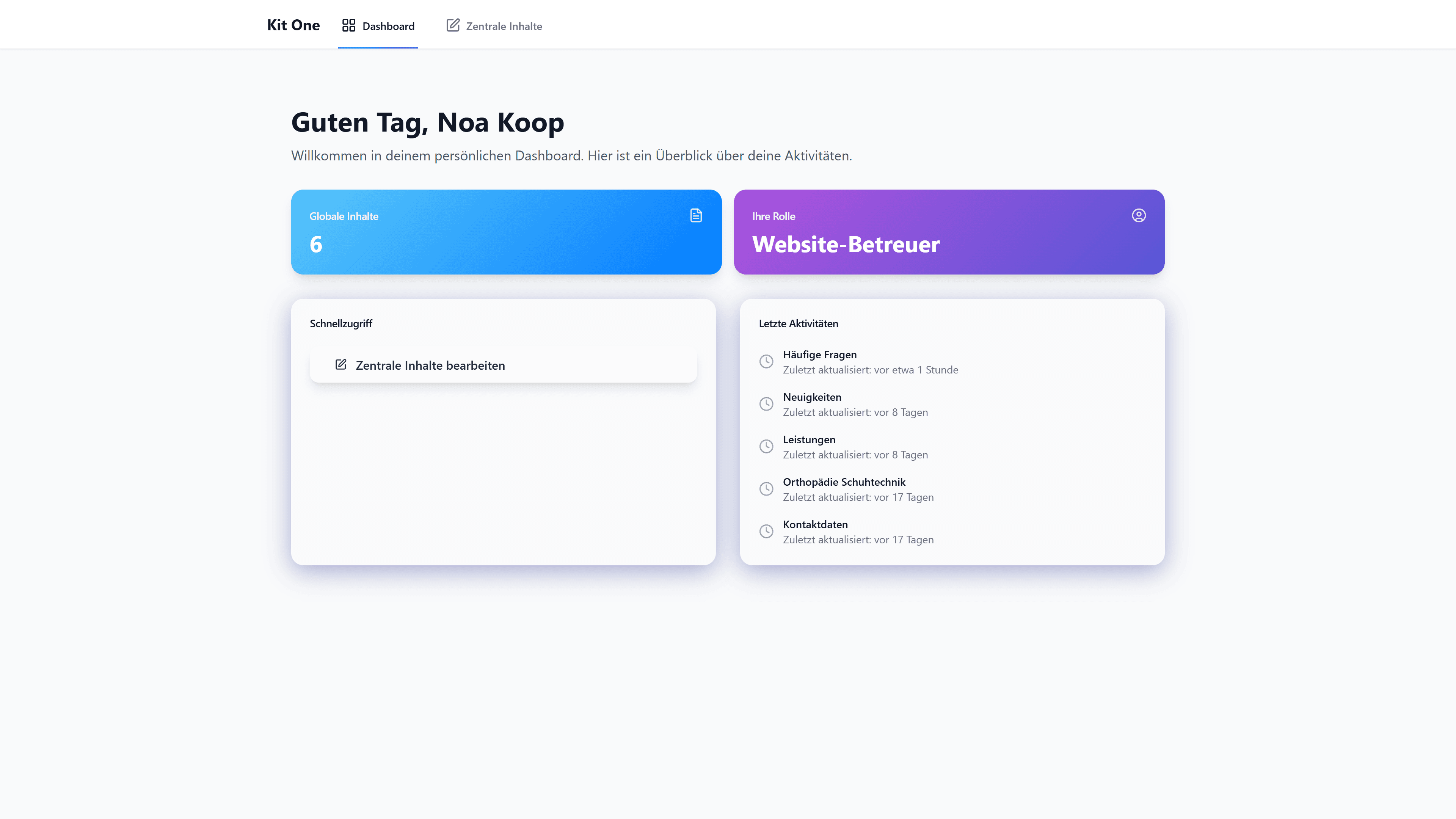 Kit One Dashboard
