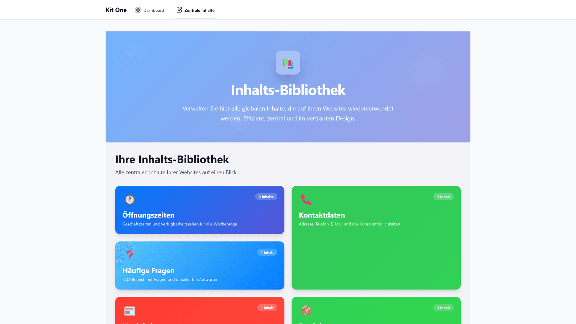 Kit One Inhalts-Bibliothek
