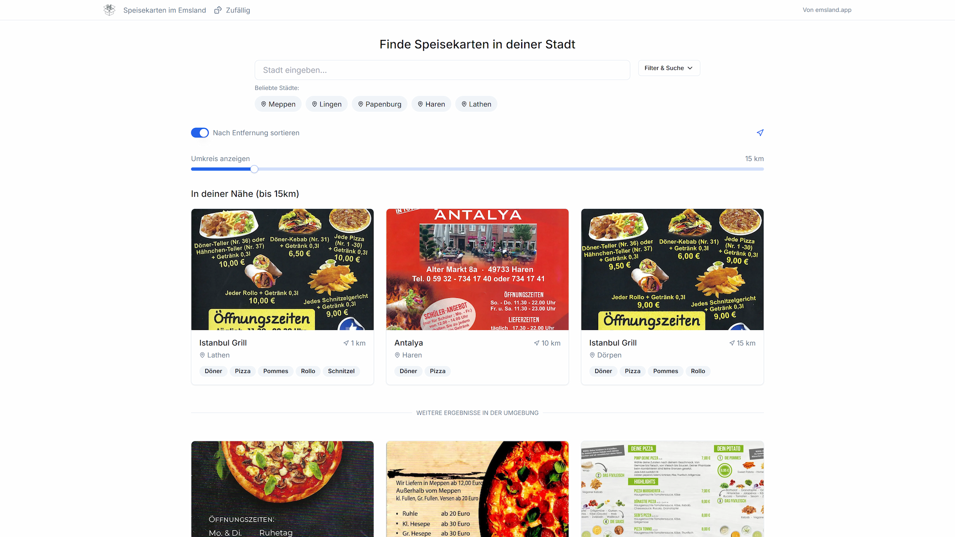 Digitale Speisekarte